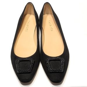 Bejeweled black suede classic flats! 🖤💎